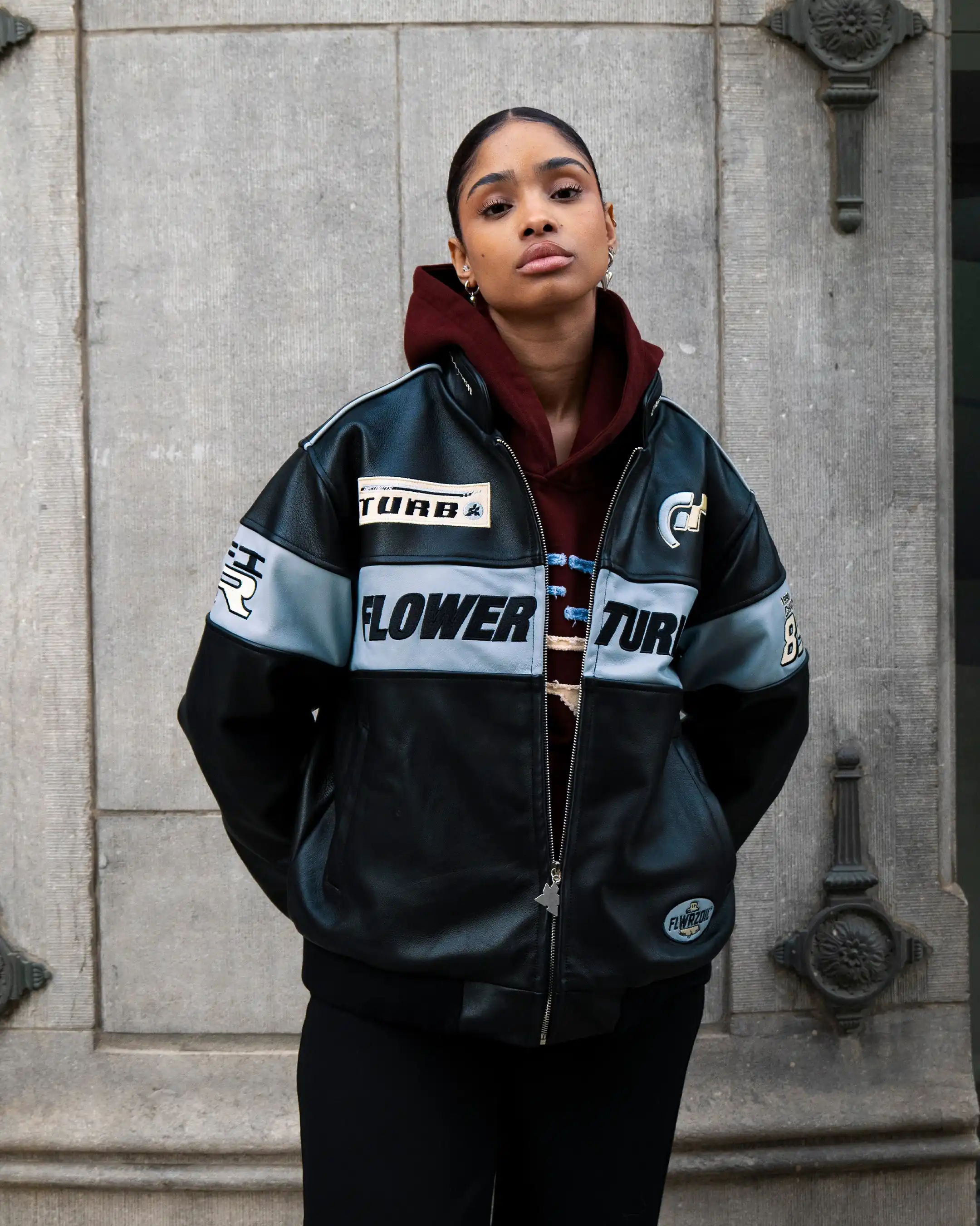 RACING JACKET FLOWER GTR LEATHER BLACK - Image 8